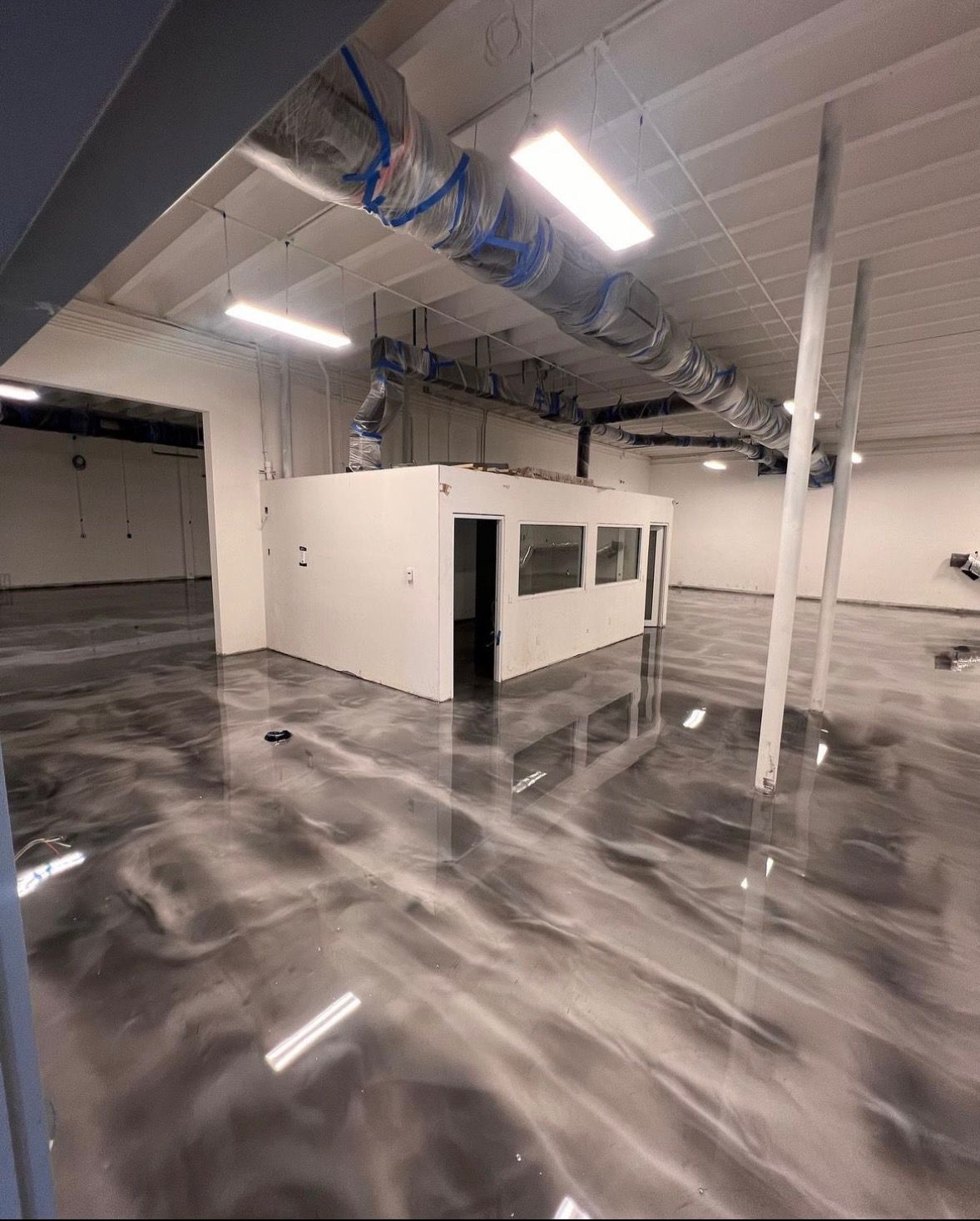 Graphite metallic warehouse floor